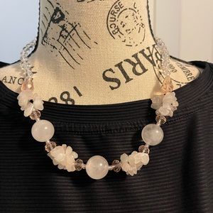 2 X 15 Rose Quartz Spring Time Necklace. Rose Quartz Necklace.